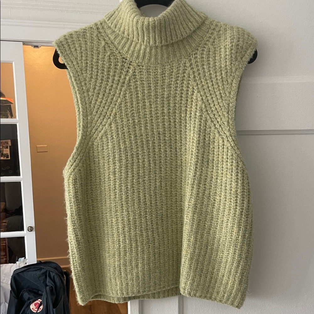 Anthropologie Women's Olive Green Turtleneck Sweater Vest